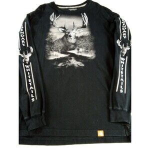 Men's Legendary Whitetails Long Sleeve Black T-shirt Deer Size Large Tall‎ Spot